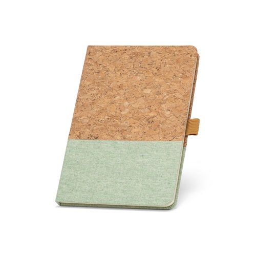 verde claro KLEE. Cuaderno A5 de corcho y lino con hojas rayadas