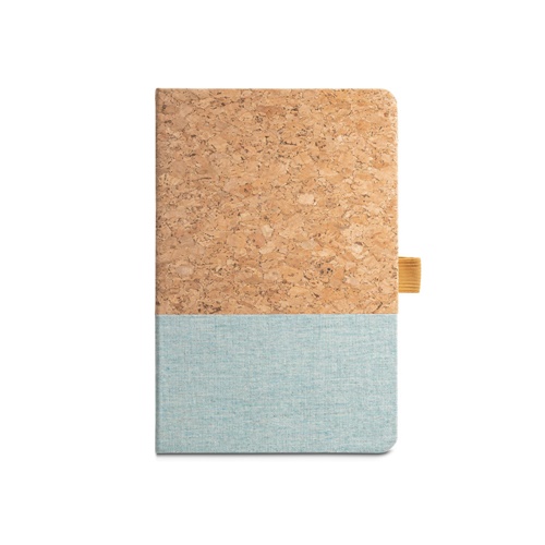 azul claro KLEE. Cuaderno A5 de corcho y lino con hojas rayadas