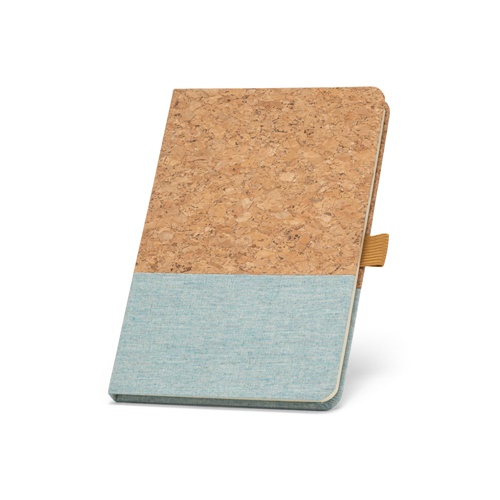 azul claro KLEE. Cuaderno A5 de corcho y lino con hojas rayadas