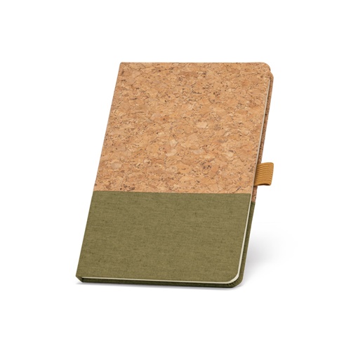 verde oscuro KLEE. Cuaderno A5 de corcho y lino con hojas rayadas