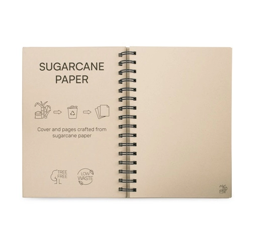 PROUST. Libreta A5 de anillas, tapa dura, fabricada en papel de caña de azúcar (80% caña de azúcar), con páginas lisas