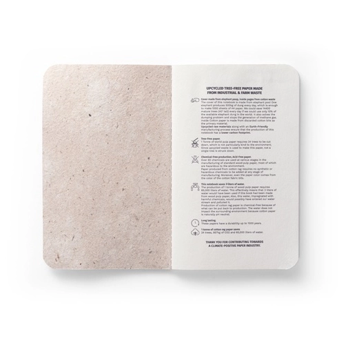 natural claro ORGANIC SOFT. Bloc de notas A6 con tapa flexible fabricado con materia orgánica de elefante (80%)