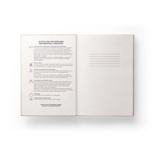 ORGANIC RIGID. Bloc de notas A5 con tapa dura de materia orgánica de elefante (80%)