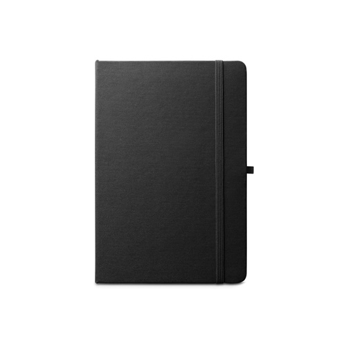 black ANNE. Cuaderno A5 en poliéster reciclado (100% rPET) con páginas a rayas