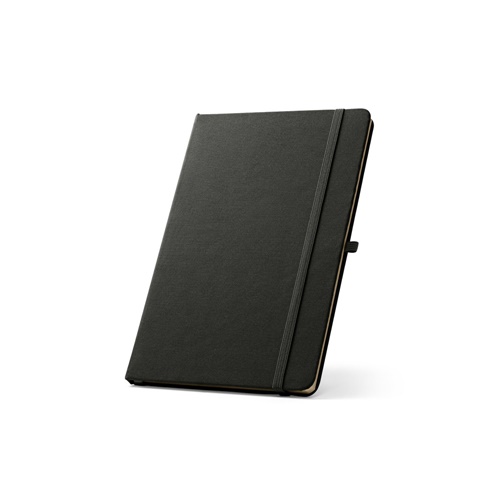 black ANNE. Cuaderno A5 en poliéster reciclado (100% rPET) con páginas a rayas