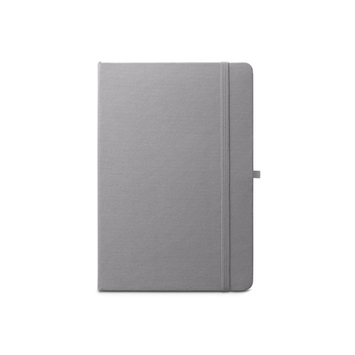 gray ANNE. Cuaderno A5 en poliéster reciclado (100% rPET) con páginas a rayas
