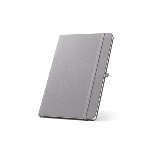 gray ANNE. Cuaderno A5 en poliéster reciclado (100% rPET) con páginas a rayas