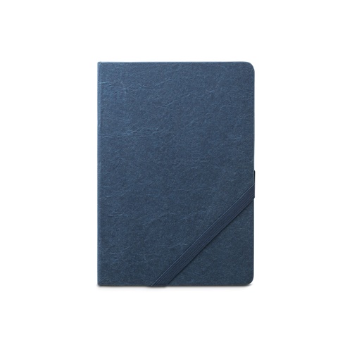 blue HUXLEY. Libreta A5, fabricado con papel resistente al agua, con páginas a rayas fabricadas con un material certificado FSC™ y otros materiales controlados