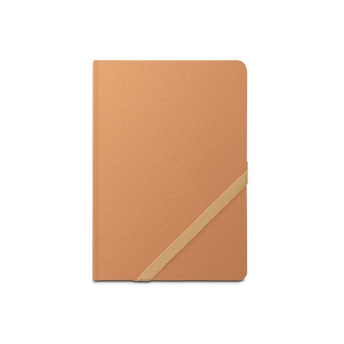 marrón claro HUXLEY. Libreta A5, fabricado con papel resistente al agua, con páginas a rayas fabricadas con un material certificado FSC™ y otros materiales controlados