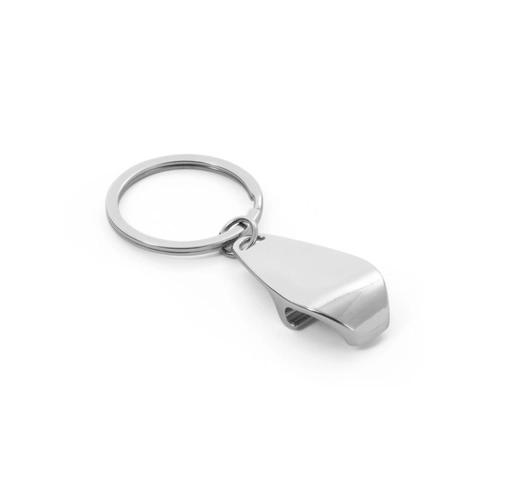 cromado HELLI. Llavero de metal con descapsulador