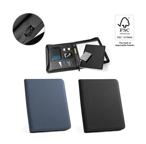 EMERGE FOLDER. Carpeta tamaño A4 hecha en poliéster reciclado (100% rPET) 300D con cremallera