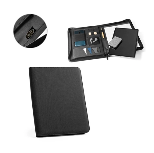 EMERGE FOLDER. Carpeta tamaño A4 hecha en poliéster reciclado (100% rPET) 300D con cremallera