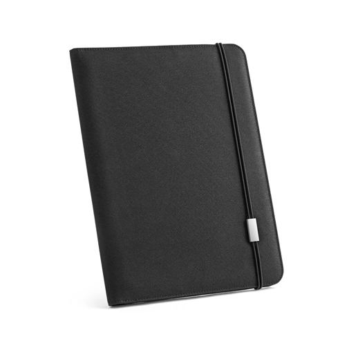 black EMERGE FOLDER II. Carpeta tamaño A4 en poliéster reciclado (100% rPET) 300D con cierre elástico