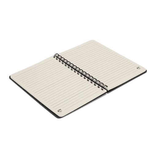 gris oscuro MISHIMA. Cuaderno A5 con tapa semidura de fieltro reciclado (100% rPET) con anillas y páginas rayadas