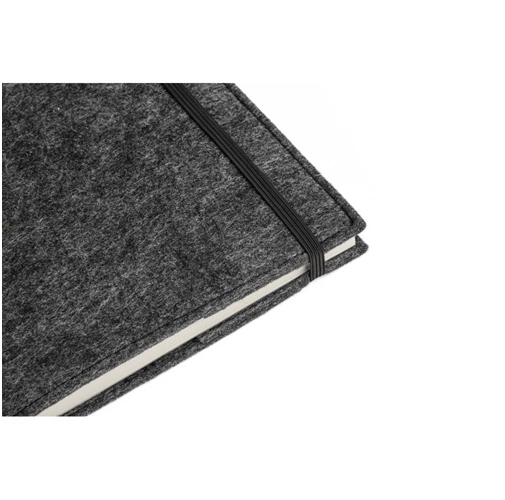 BALDWIN. Bloc de notas A5 con cubierta de fieltro reciclado (100% rPET) y páginas rayadas en papel 100% reciclado