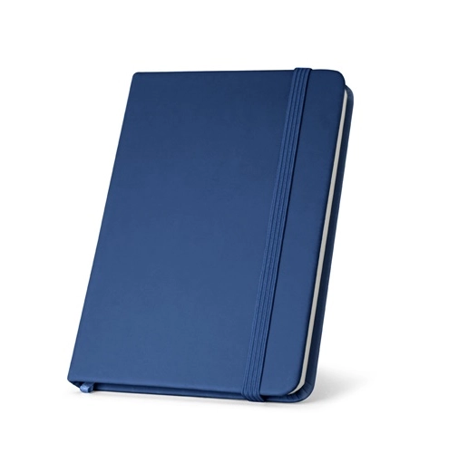 blue CAMPUS. Cuaderno A5 de tapa dura en PU (35% reciclado) con páginas rayadas 100% reciclado