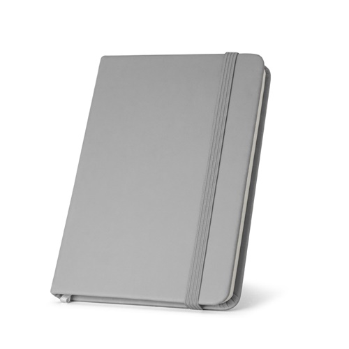 gray CAMPUS. Cuaderno A5 de tapa dura en PU (35% reciclado) con páginas rayadas 100% reciclado