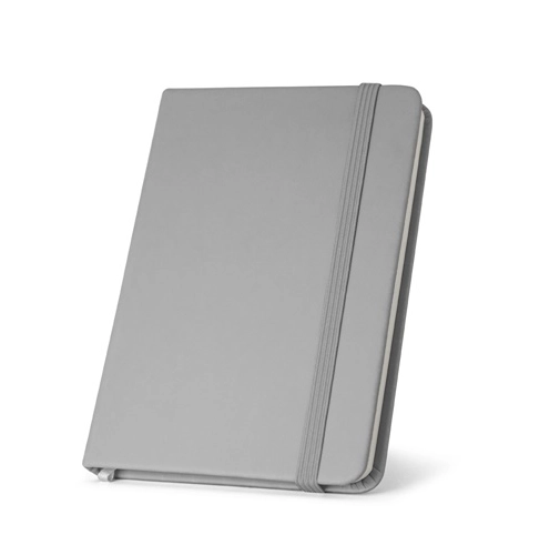 gray CAMPUS. Cuaderno A5 de tapa dura en PU (35% reciclado) con páginas rayadas 100% reciclado