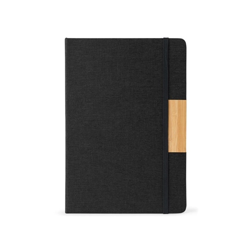 black HOMERO. Conjunto compuesto por un bloc de notas A5 de tapa dura y un bolígrafo de bambú