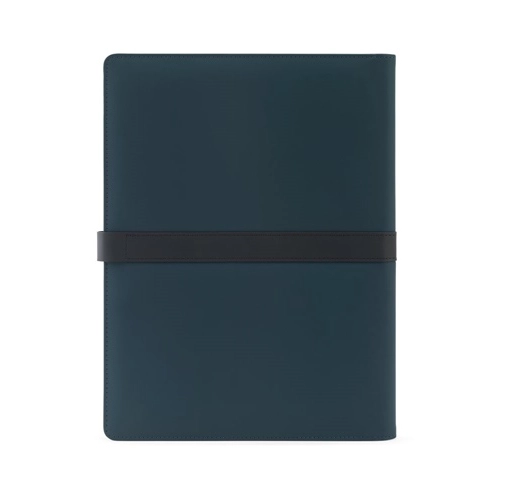 blue SANDERSON FOLDER. Carpeta A4 de PU (50% reciclada) con cierre magnético y bloc de notas con páginas rayadas
