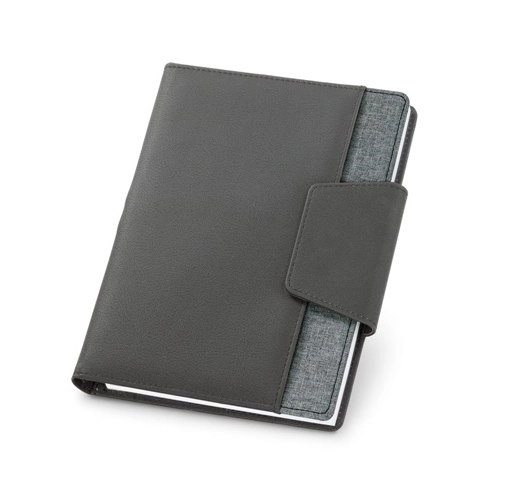 gray RUSSEL. Cubierta de PU y tejido de poliéster con cuaderno A5 con páginas lisas