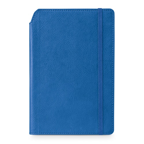blue MORIAH. Bloc de notas A5 en PU con hojas rayadas, fabricado con material certificado FSC™ y otros materiales controlados