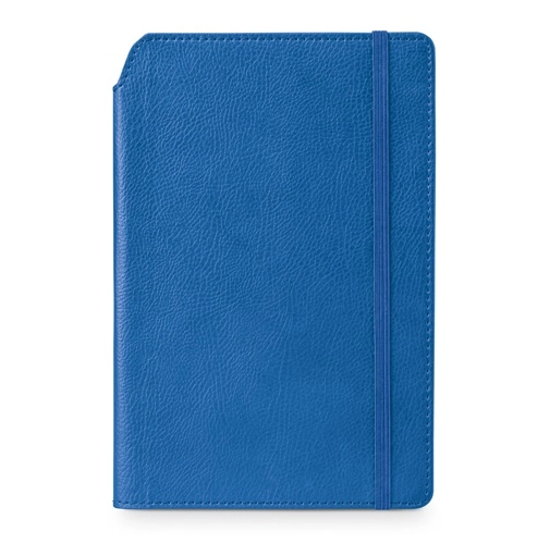 blue MORIAH. Bloc de notas A5 en PU con hojas rayadas, fabricado con material certificado FSC™ y otros materiales controlados