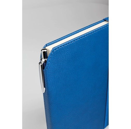 blue MORIAH. Bloc de notas A5 en PU con hojas rayadas, fabricado con material certificado FSC™ y otros materiales controlados