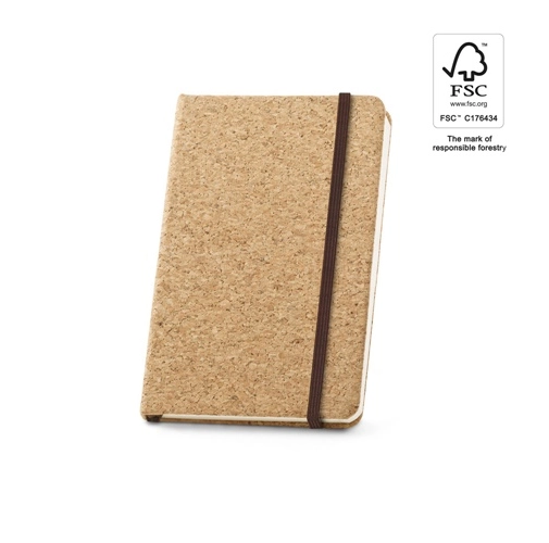 HAWKINS. Libreta de bolsillo de corcho con páginas lisas, en material certificado FSC™ y otros materiales controlados