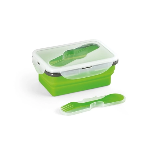 verde claro SAFFRON. Fiambrer. Fiambrera hermética retráctil de silicona y PP 640 mL