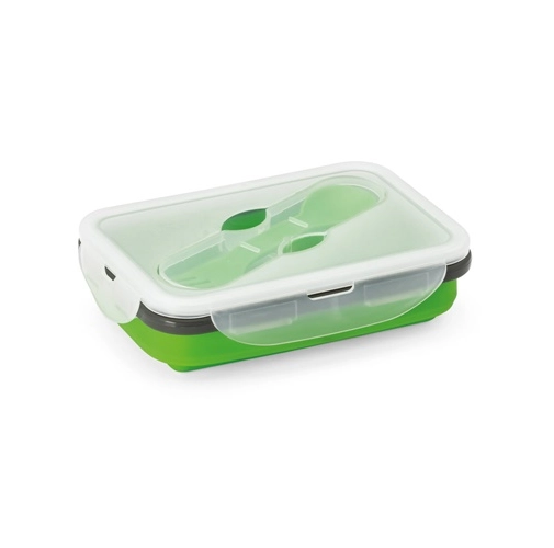 verde claro SAFFRON. Fiambrer. Fiambrera hermética retráctil de silicona y PP 640 mL