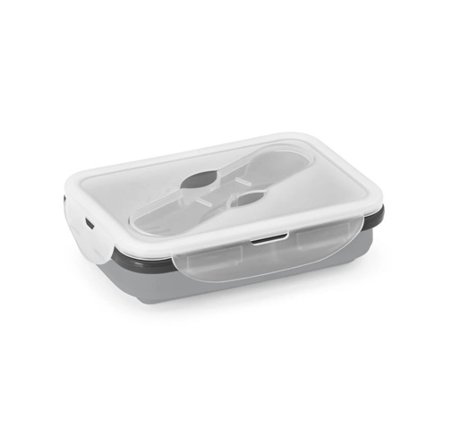 gris claro SAFFRON. Fiambrer. Fiambrera hermética retráctil de silicona y PP 640 mL