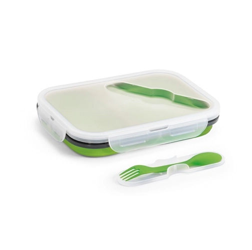 verde claro DILL. Fiambrer. Fiambrera hermética retráctil de silicona y PP (480 y 760 mL)