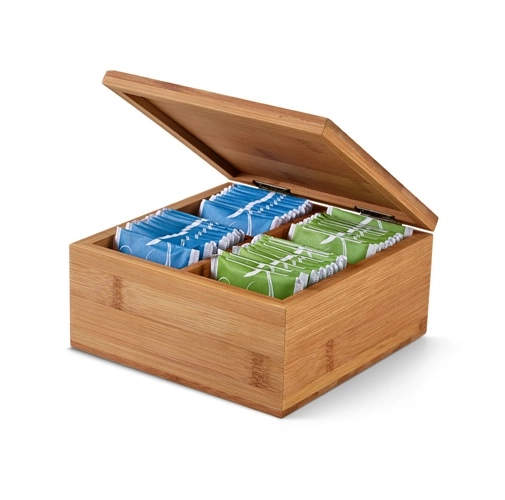 natural ARNICA. Caja de té de bambú con 4 compartimentos y cierre magnético