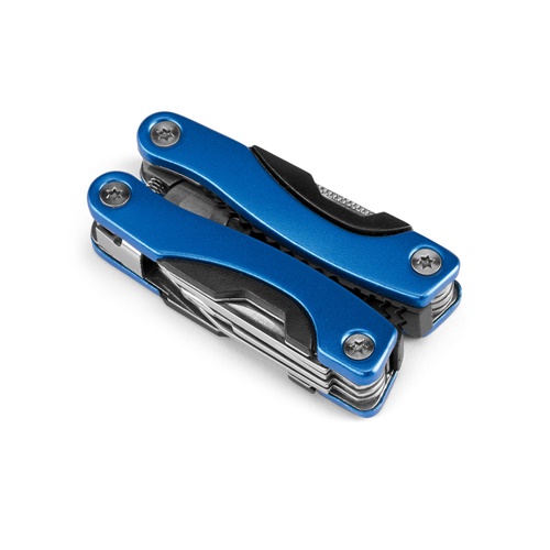 azul royal DUNITO. Mini alicate multifunción plegable fabricado en acero inoxidable y aluminio