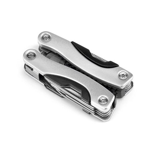 cromado satinado DUNITO. Mini alicate multifunción plegable fabricado en acero inoxidable y aluminio