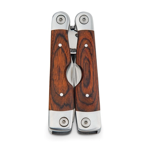 natural oscuro MAGNUM. Alicates plegables con herramientas multifunción en acero inoxidable y madera