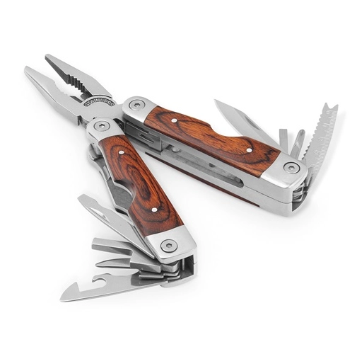 natural oscuro MAGNUM. Alicates plegables con herramientas multifunción en acero inoxidable y madera