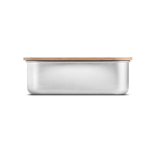 natural SHINO. Fiambrer. Recipiente hermético de acero inoxidable y tapa de bambú