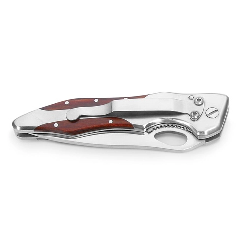 natural oscuro LAWRENCE. Navaja de bolsillo de acero inoxidable y madera