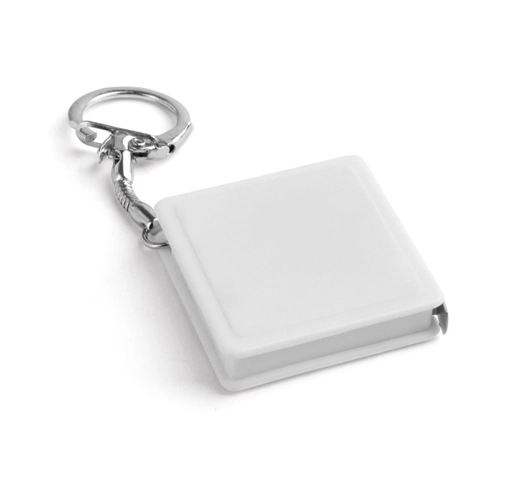 white ASHLEY. Llavero con cinta métrica