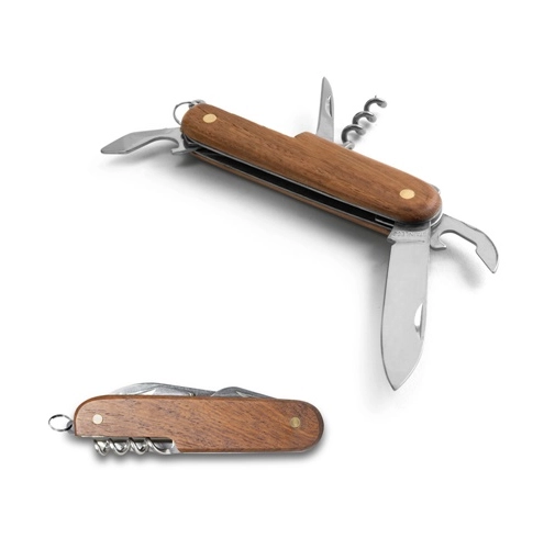 BELPIANO. Navaja multifunción en acero inoxidable y madera