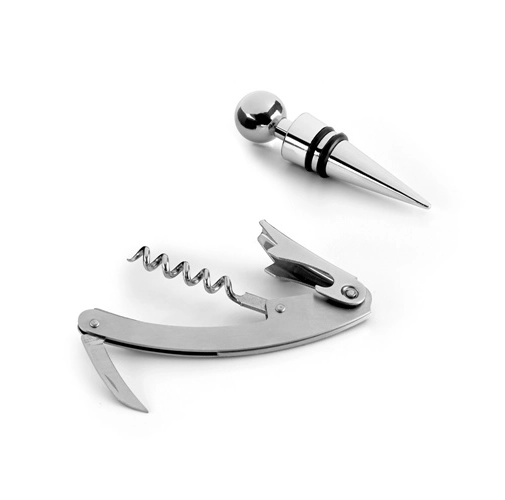 BARREL. Set de vino de zinc y acero inoxidable