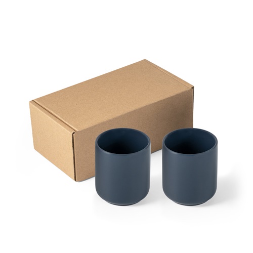 azul marino OWENS. Juego de tazas de cerámica