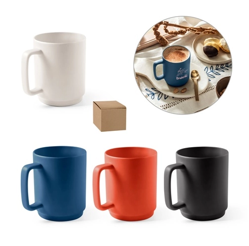 MIGHTY. Taza de cerámica con cuerpo cilíndrico 330 mL