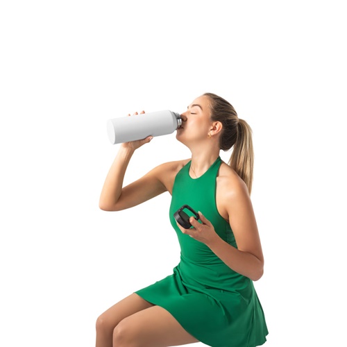 white SINNER. Botella de acero inoxidable 90% reciclado con gran capacidad: hasta 1200 mL