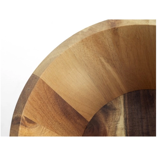 natural oscuro SAGE. Ensaladera redonda de madera de acacia