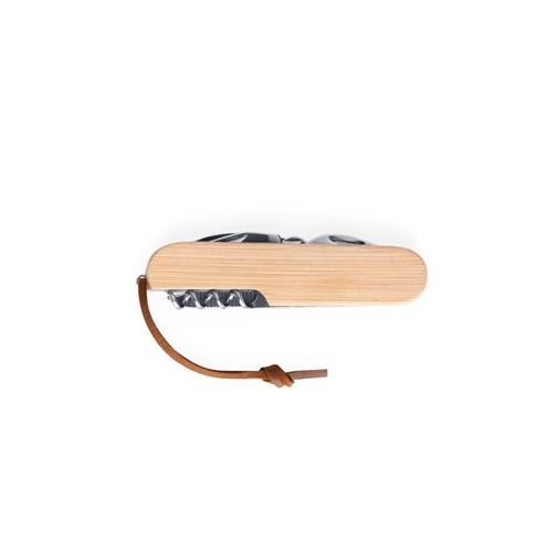 natural RYKER. Navaja multifunción de bambú y acero inoxidable con mango de PU