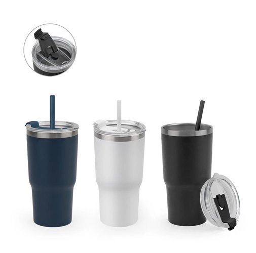 JOYNER M. VASO DE VIAJE COMPACTO DE ACERO INOXIDABLE (91 % RECICLADO) CON AISLAMIENTO AL VACÍO DE DOBLE PARED Y ACABADO MATE DE 600 ML