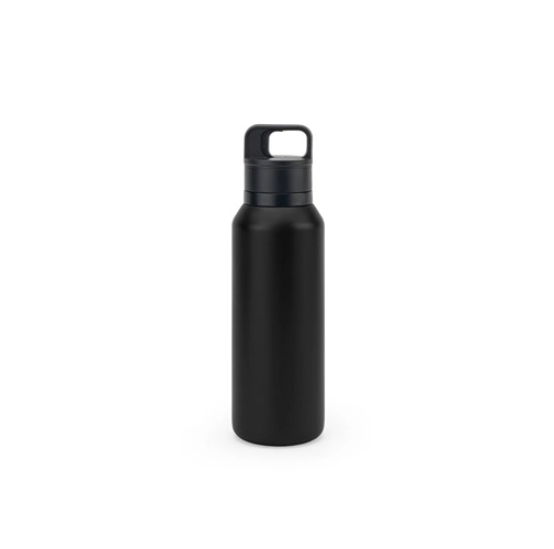 black NICKLAUS. Botella de acero inoxidable (91 % reciclado) con aislamiento al vacío de doble pared de 590 ml